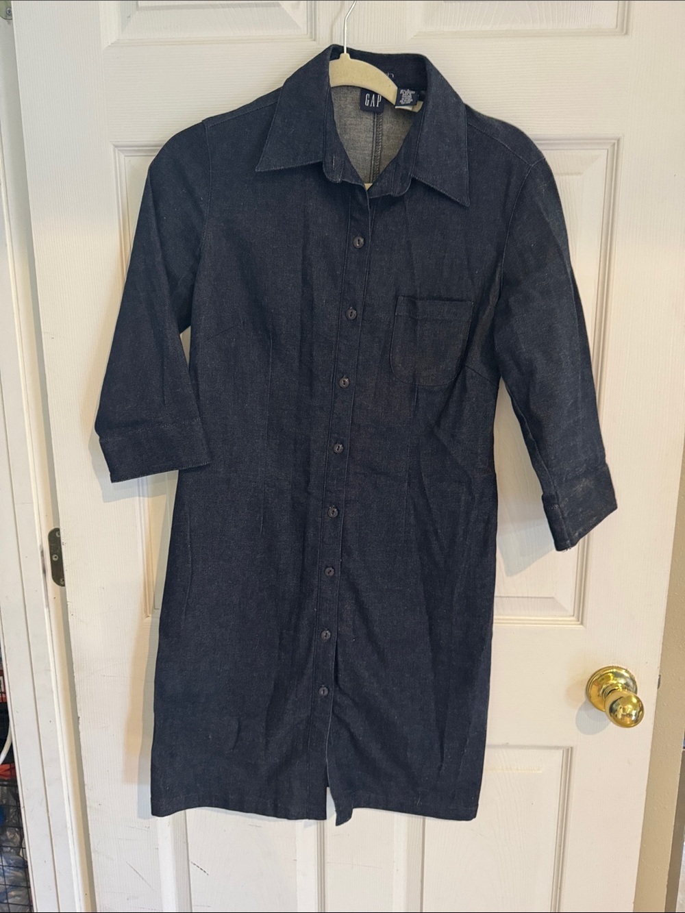 GAP Dark Navy Denim Button-Down Shirt Dress